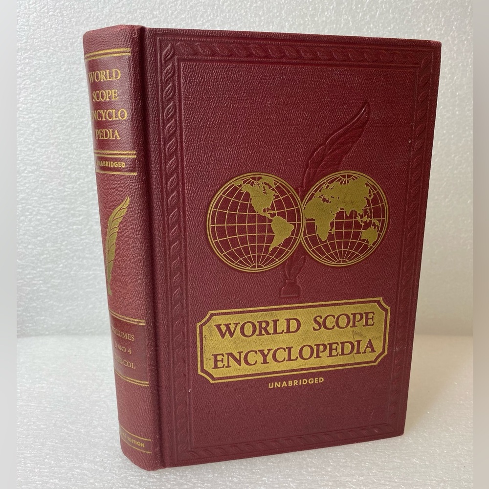 WORLD SCOPE ENCYCLOPEDIA Unabridged Volume 3 and 4 Vintage Hardcover Book 1946